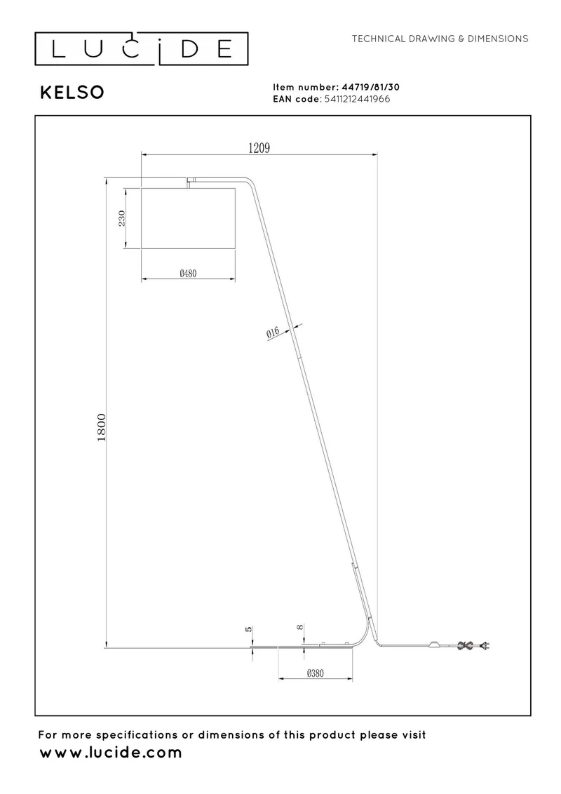 Stehleuchte Kelso mit Leinenschirm Schwarz 180cm