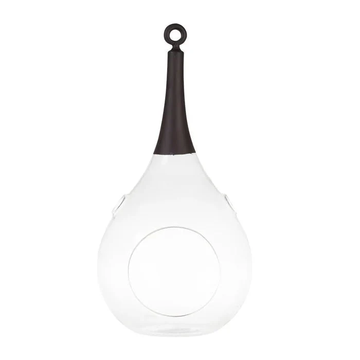 Sompex Taura Hängewindlicht Schwarz 30 cm – mundgeblasen & handbemalt