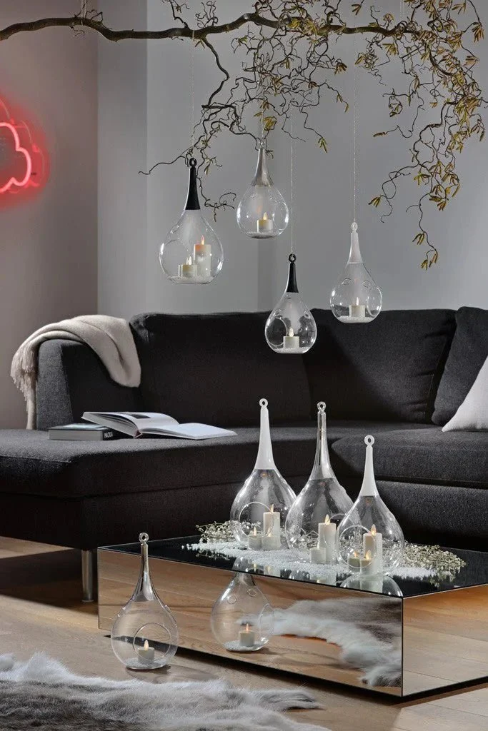 Sompex Taura Hängewindlicht Schwarz 30 cm – mundgeblasen & handbemalt