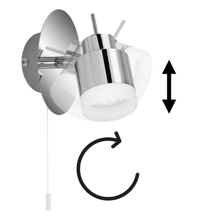 Briloner SPLASH LED Bad-Wandstrahler Chrom mit Zugschalter – IP44, 3000 K