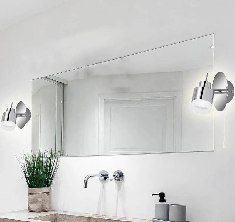 Briloner SPLASH LED Bad-Wandstrahler Chrom mit Zugschalter – IP44, 3000 K
