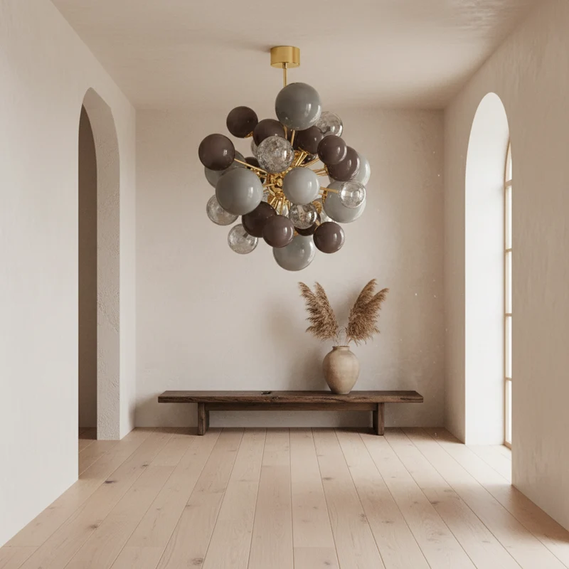 Glass Globe Chandelier | Café Grey | CLPT85201