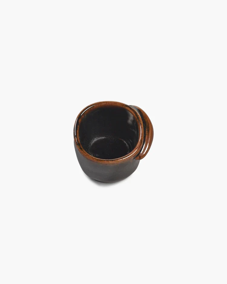 2er Set Espresso Tasse ohne Henkel dunkelbraun Out of Lines Serax