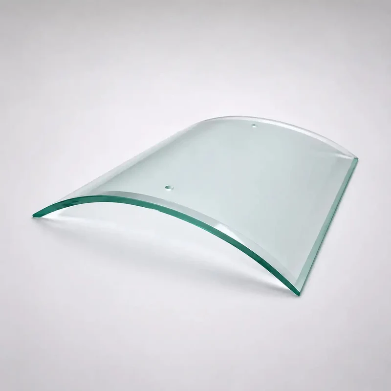 Lampenglas rechteckig gebogen für Wandleuchte 30 cm x 28,5 cm - Klares Ersatzglas Contra Sompex groß