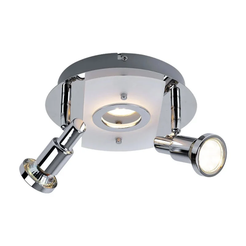 LED Deckenrondell 3-flammig Chrom – verstellbare Spots, warmweiß, inkl. GU10 & LED-Platine