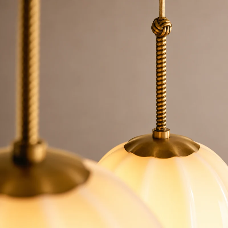 Ribbed Cream Glass Chandelier | Brass | CLRIB030CH