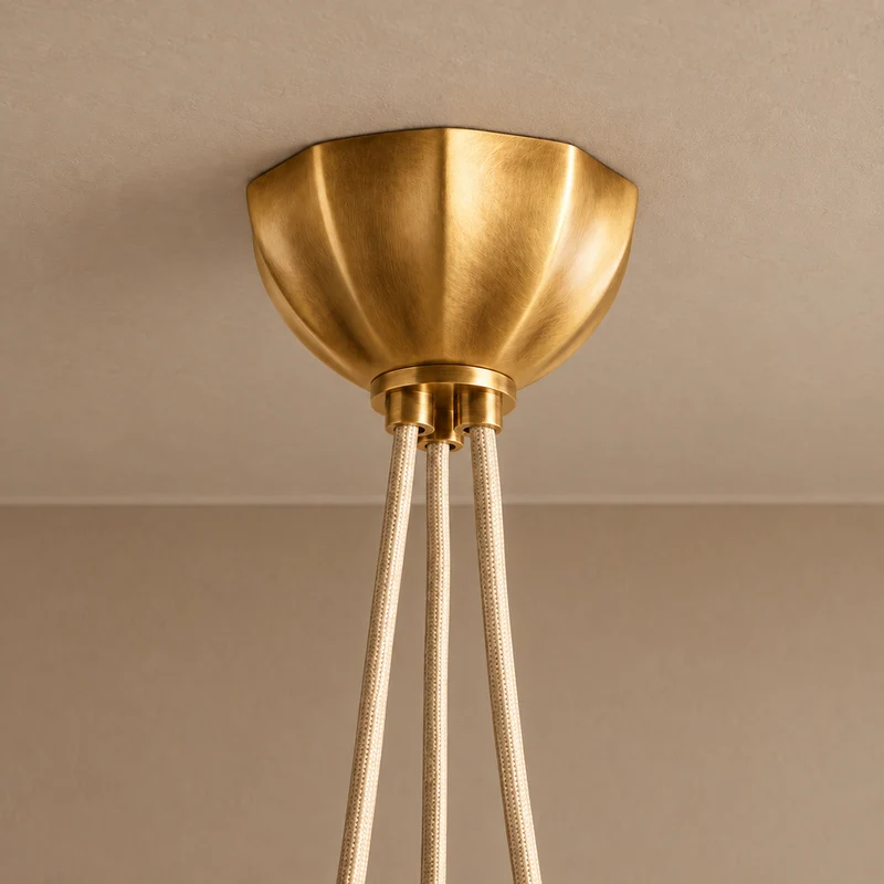 Ribbed Cream Glass Chandelier | Brass | CLRIB030CH