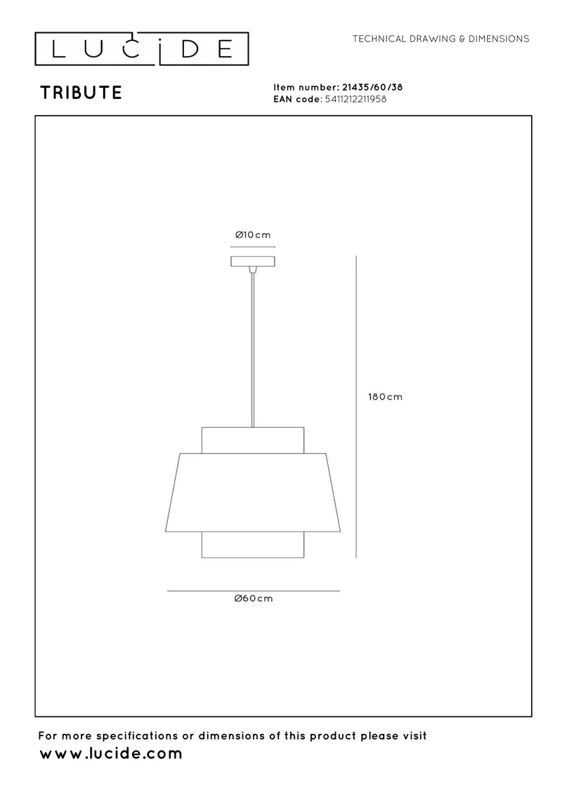 Pendelleuchte Tribute mit Stoffschirm höhenverstellbar Ø60cm