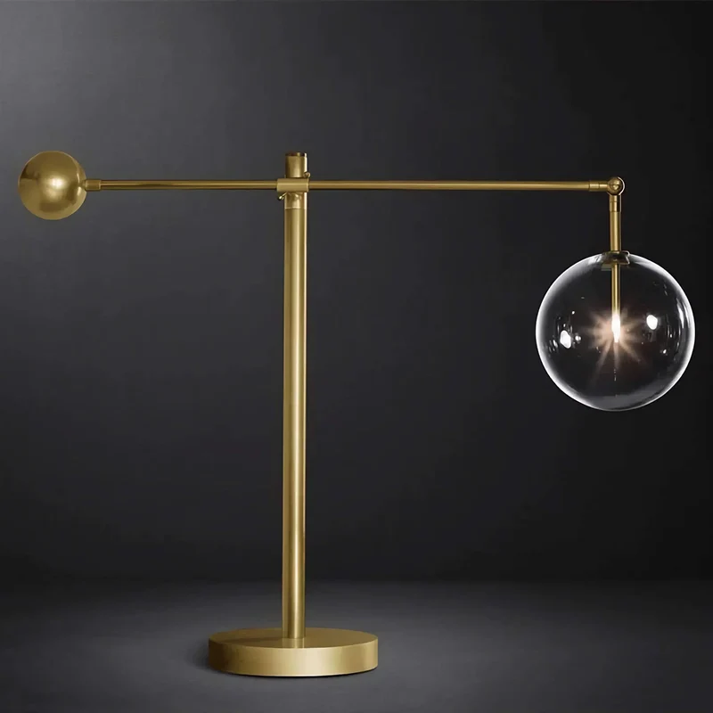 Modern Copper & Glass Globe Table Lamp | CLCBAL093