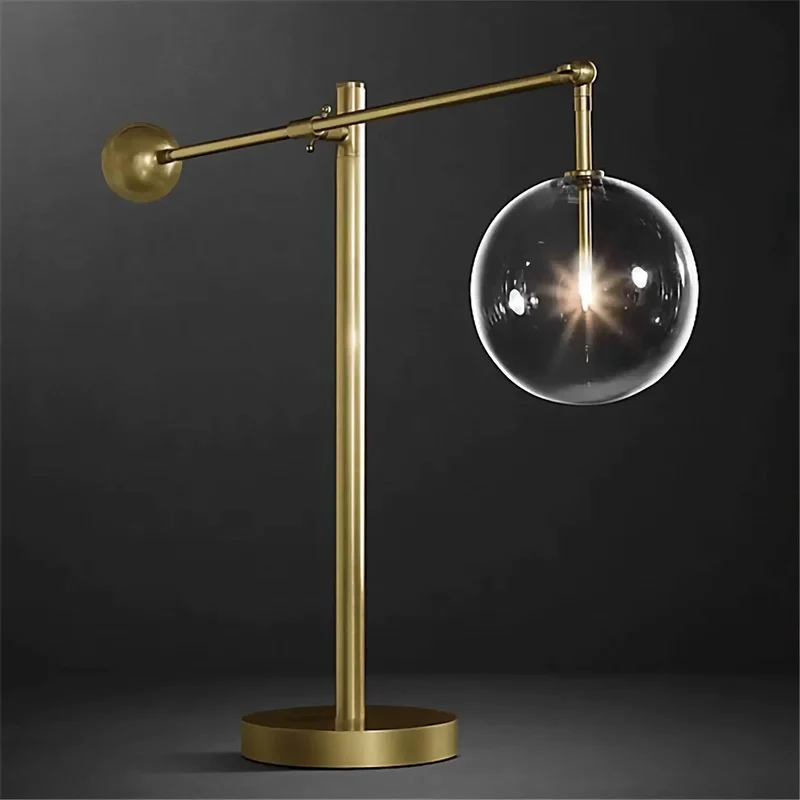 Modern Copper & Glass Globe Table Lamp | CLCBAL093
