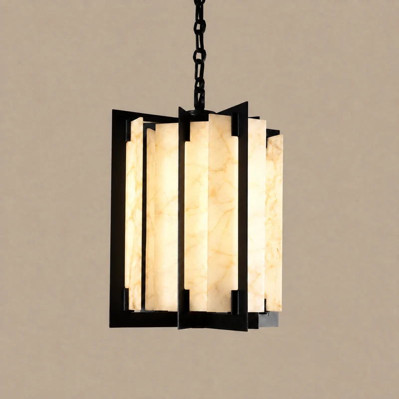 Quarzo Lantern Pendant | Quartz & Black | CLQR026