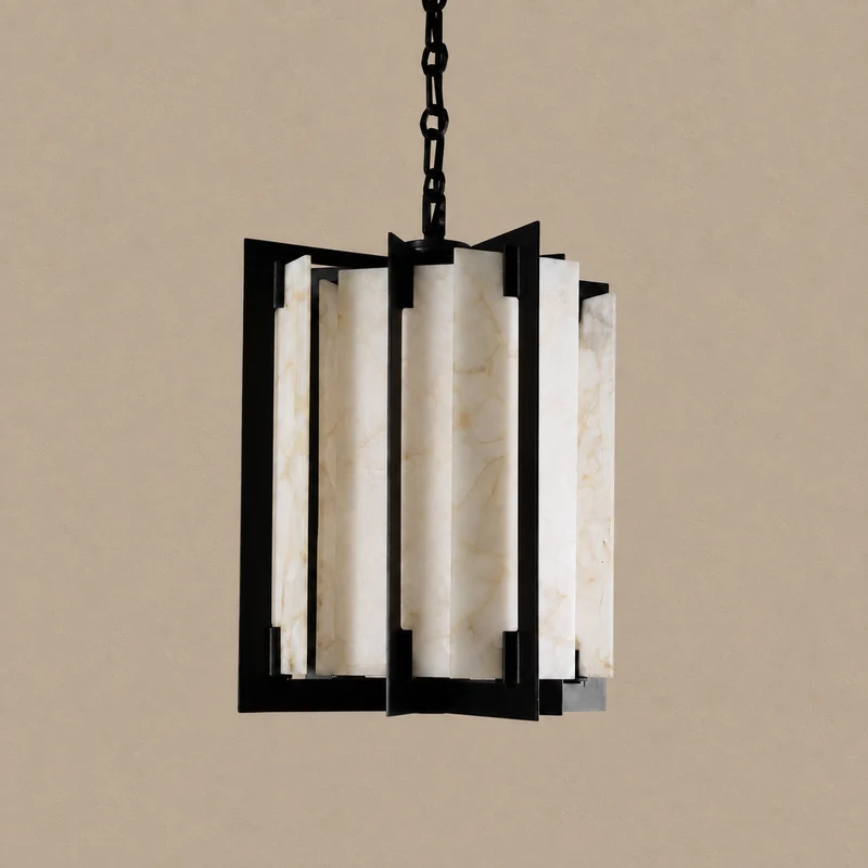 Quarzo Lantern Pendant | Quartz & Black | CLQR026