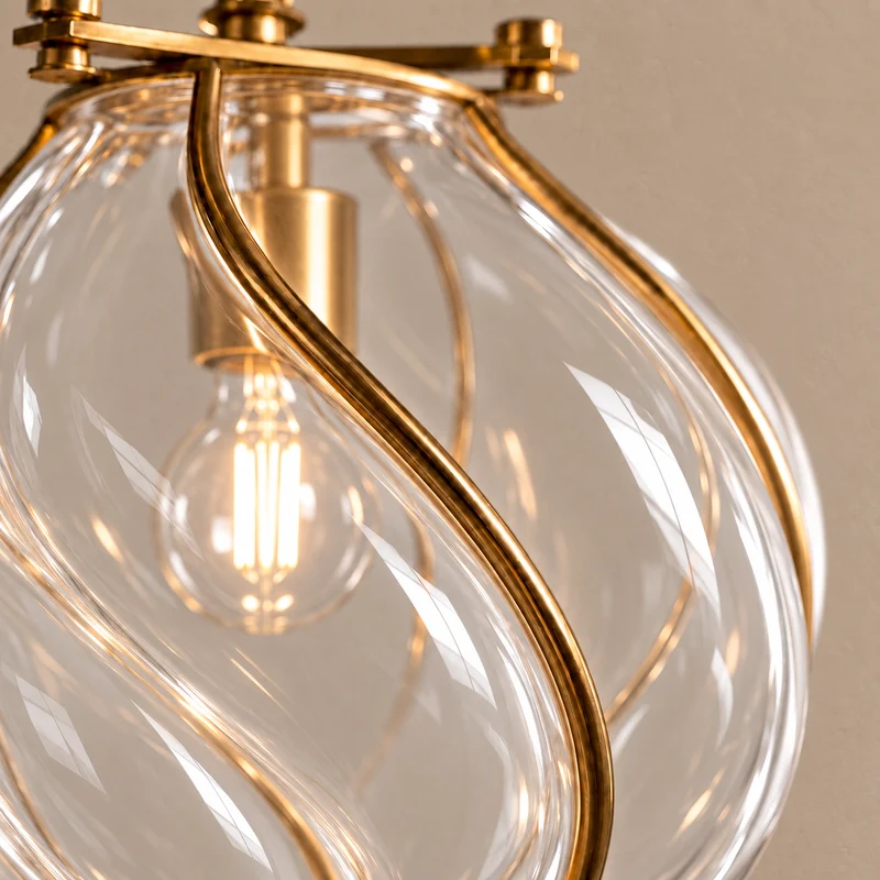 The Belluno Lantern | Clear Glass & Brass Pendant | CLND038-C