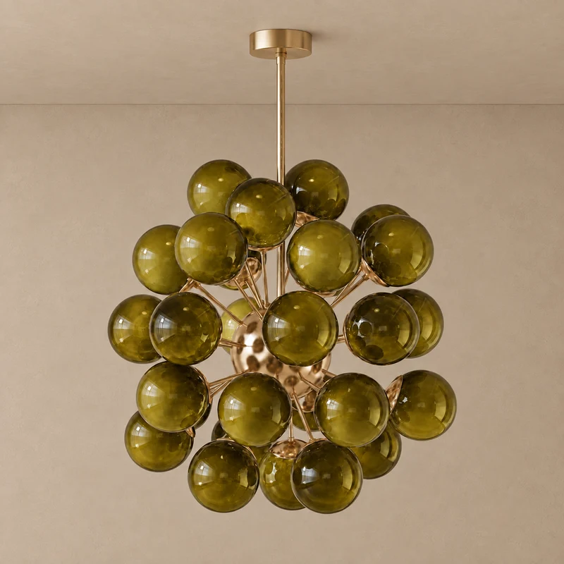 De Silva Chandelier | Olive Murano-Style Glass | CLPT80CH-OL