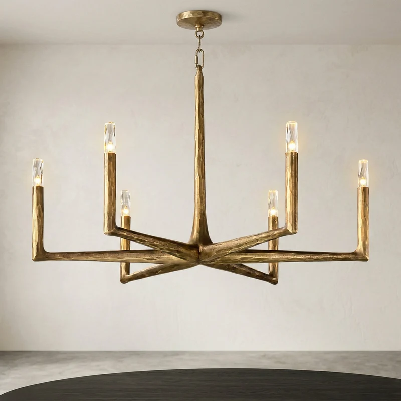 Linear Forged Brass & Crystal Chandelier | CLRE0079C