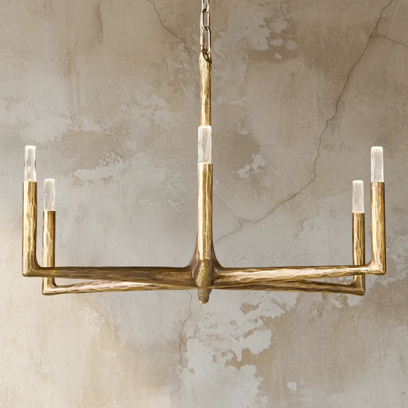 Linear Forged Brass & Crystal Chandelier | CLRE0079C
