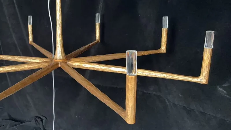 Linear Forged Brass & Crystal Chandelier | CLRE0079C