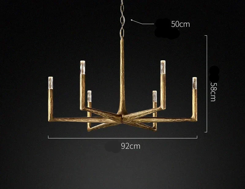Linear Forged Brass & Crystal Chandelier | CLRE0079C