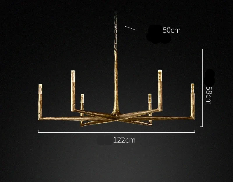 Linear Forged Brass & Crystal Chandelier | CLRE0079C