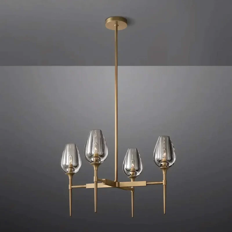 Candle Chandelier | Smoked Glass & Brass | CLZXS0250