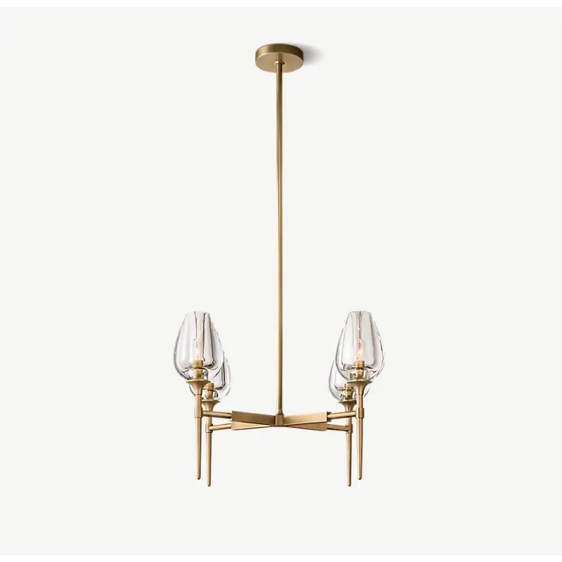 Candle Chandelier | Smoked Glass & Brass | CLZXS0250