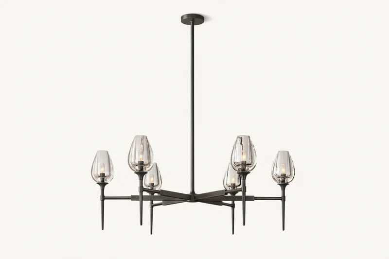 Candle Chandelier | Smoked Glass & Brass | CLZXS0250