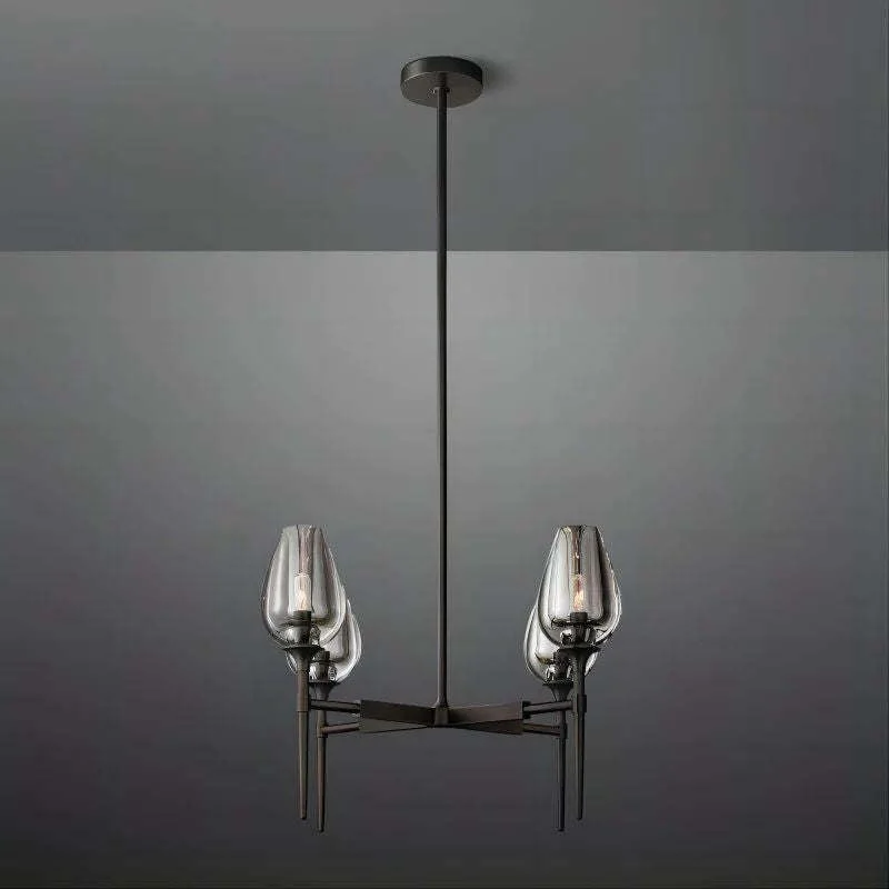 Candle Chandelier | Smoked Glass & Brass | CLZXS0250