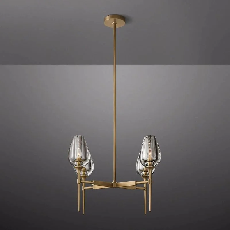Candle Chandelier | Smoked Glass & Brass | CLZXS0250