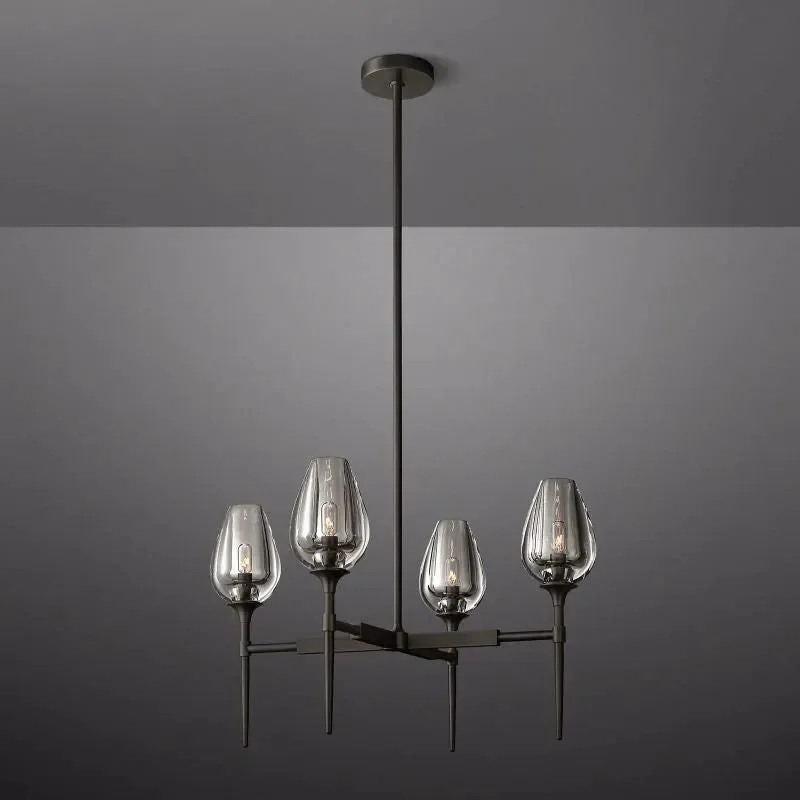 Candle Chandelier | Smoked Glass & Brass | CLZXS0250