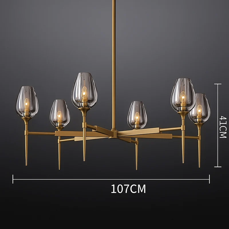 Candle Chandelier | Smoked Glass & Brass | CLZXS0250