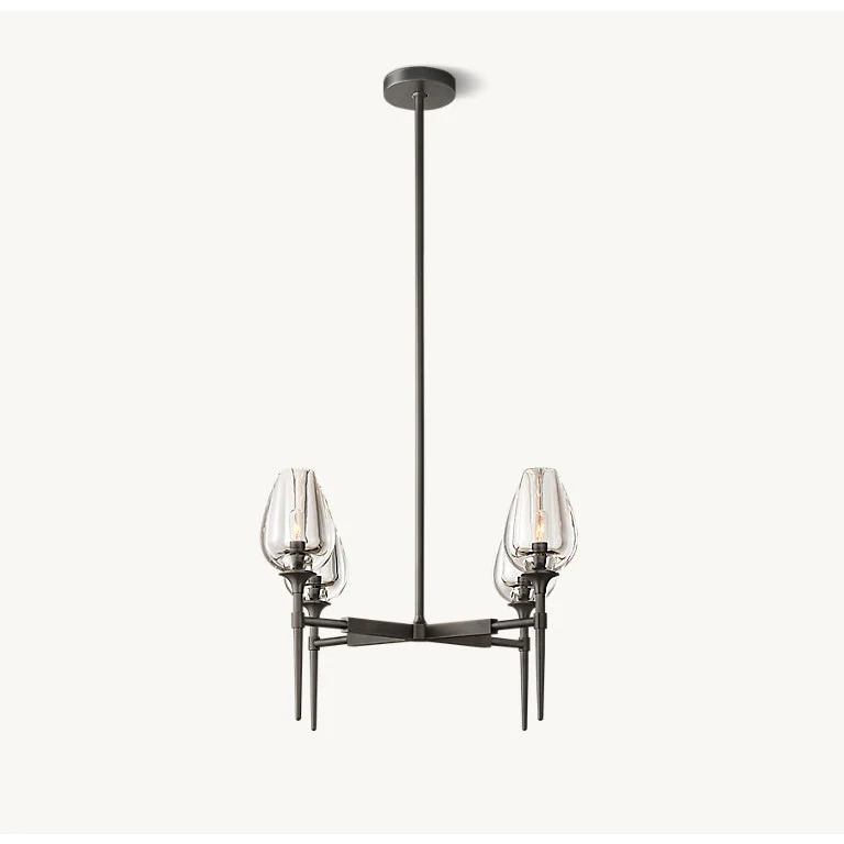 Candle Chandelier | Smoked Glass & Brass | CLZXS0250