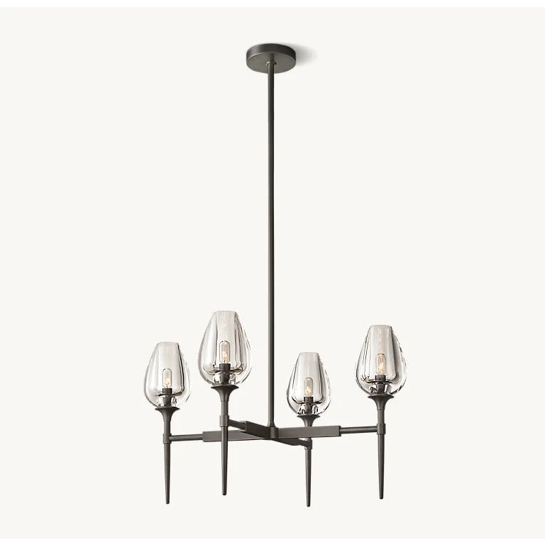 Candle Chandelier | Smoked Glass & Brass | CLZXS0250