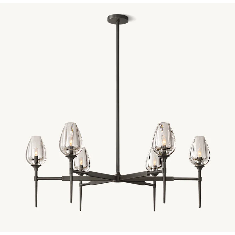 Candle Chandelier | Smoked Glass & Brass | CLZXS0250