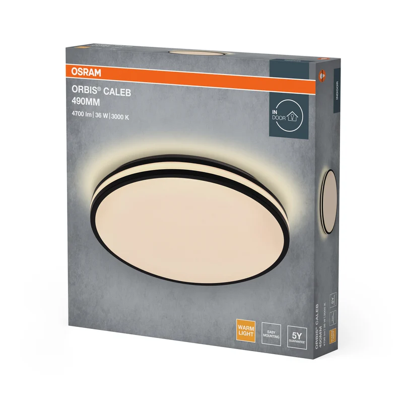OSRAM Orbis Caleb Deckenleuchte, 490 mm, 36W, 3000K, Warmweiß, Schwarz