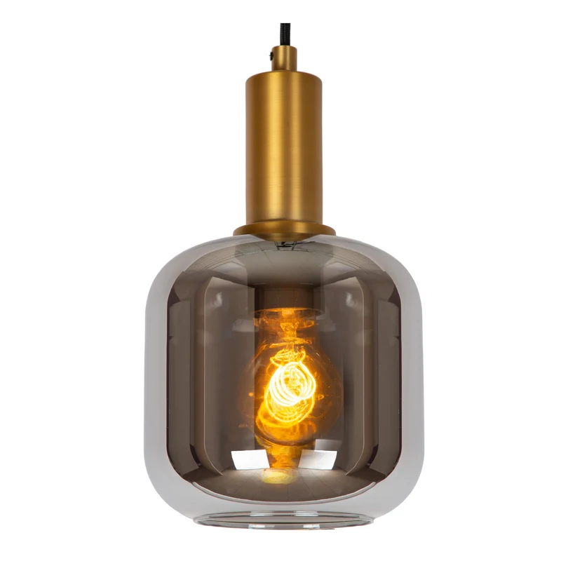 Pendelleuchte Joanet mit Schirm aus Glas Ø 16cm Rauchgrau