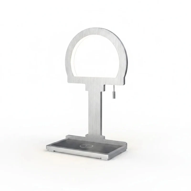 Sompex Steve Phone LED-Tischlampe mit Qi-Ladestation – Aluminium gebürstet, dimmbar