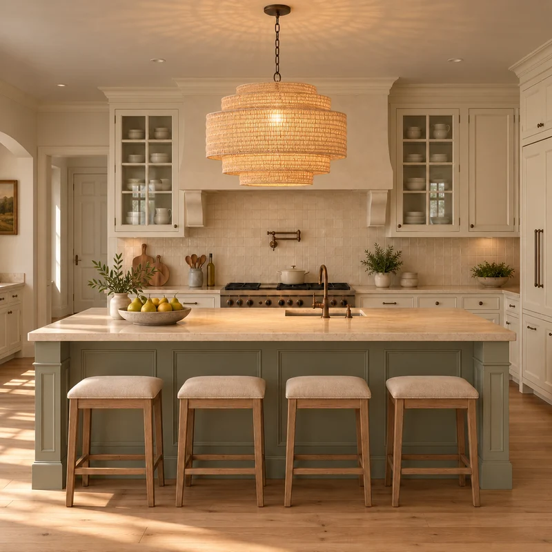 The Intreccio Tiered Rattan Chandelier | Beige | CLINT-BG