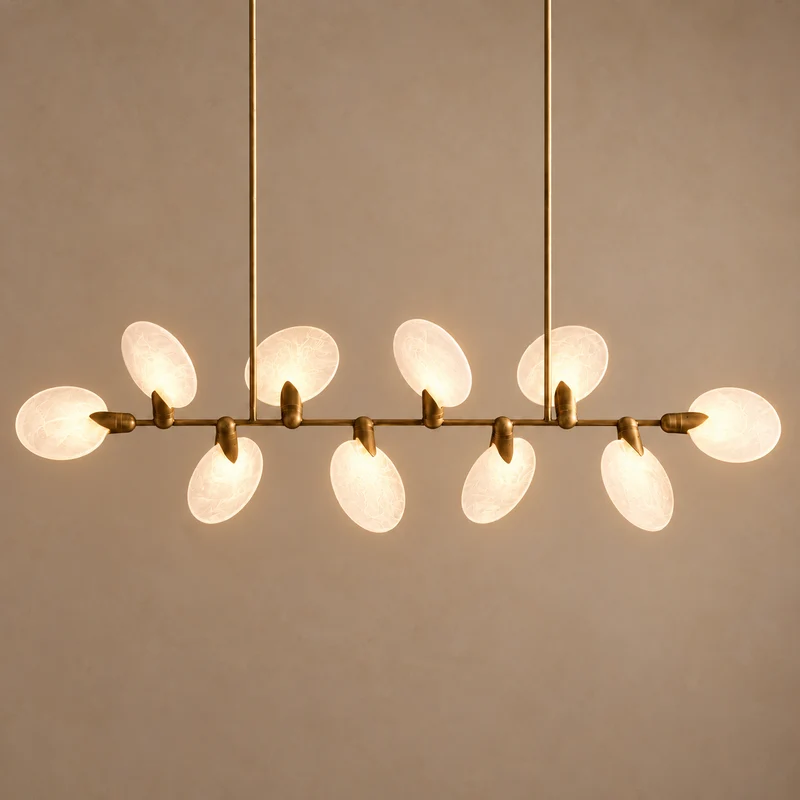 Glass Disc Linear Chandelier | Brass | CLDSCL
