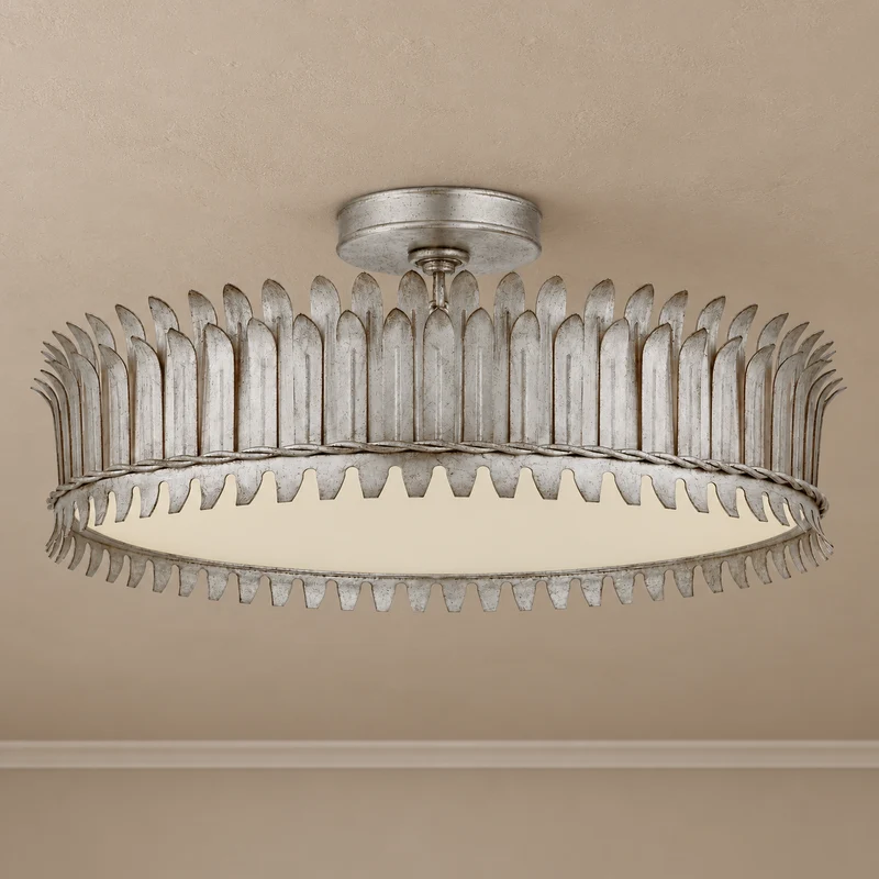 Alloro Leaf Semi-Flush Ceiling Light | Brass & Glass | CLALL4207