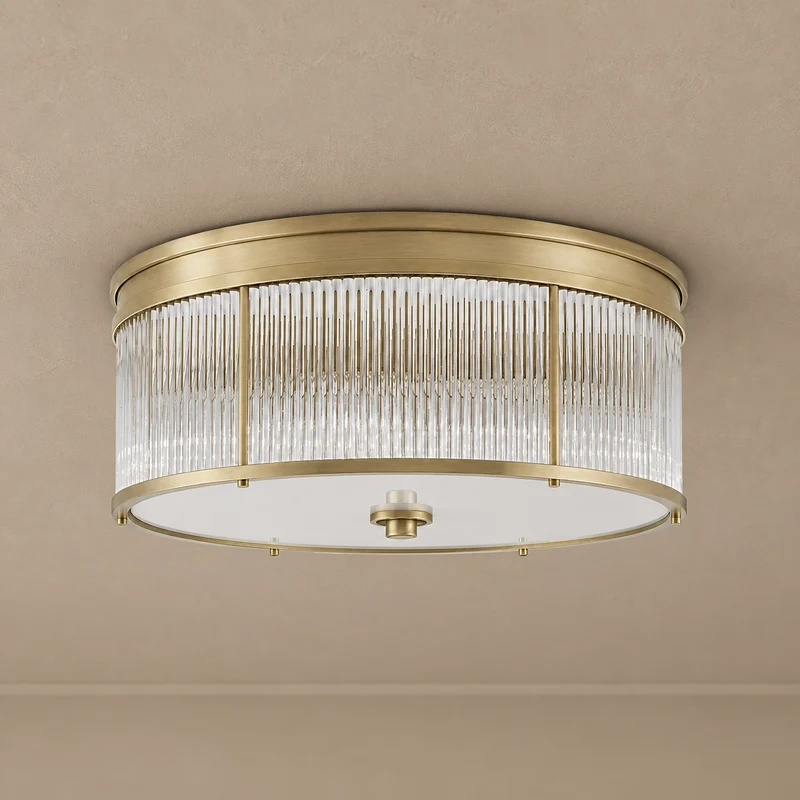 Rigato Brass & Fluted Glass Flush Mount | CLRI4802BR