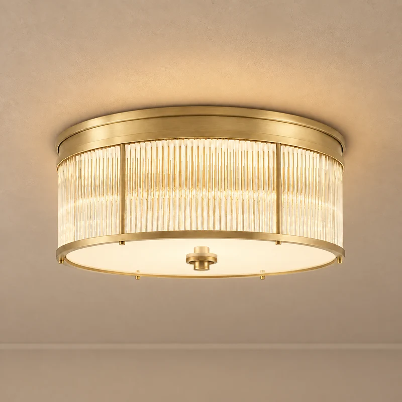 Rigato Brass & Fluted Glass Flush Mount | CLRI4802BR