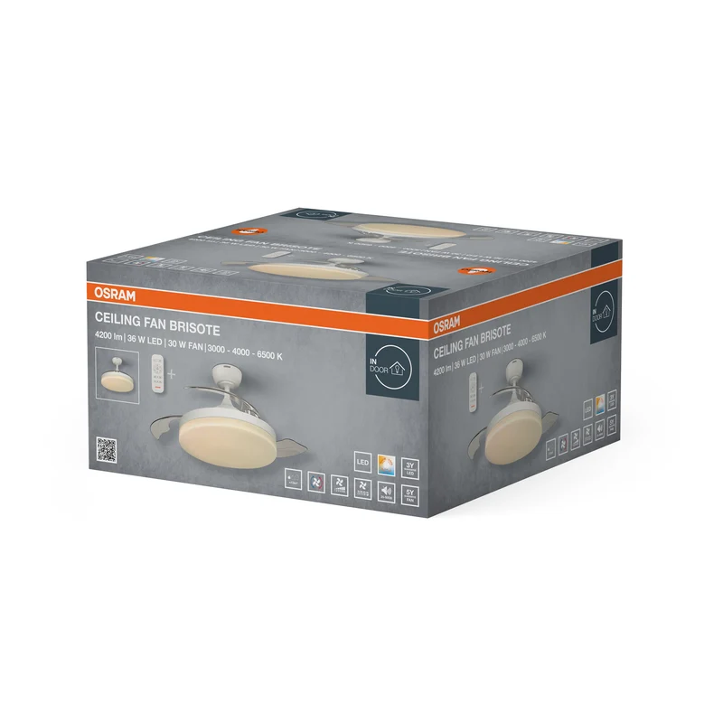 OSRAM LED Deckenventilator Brisote, Weiß, 1060mm, 66W, 3000/4000/6500 K, CCT