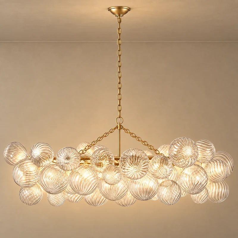 Quinn Oval Glass Chandelier | Brass | CLQN5116BR