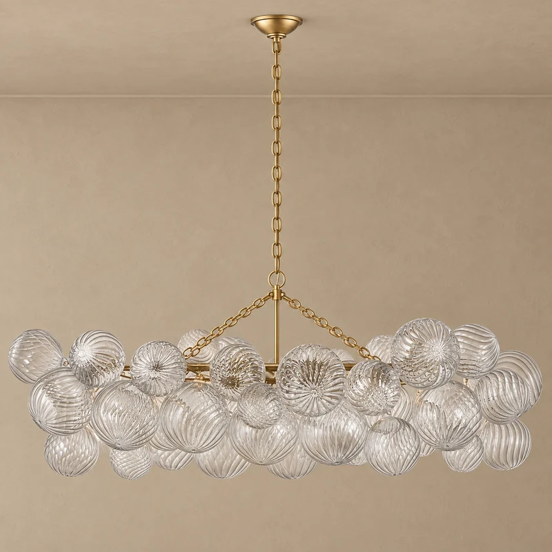 Quinn Oval Glass Chandelier | Brass | CLQN5116BR
