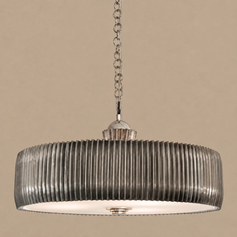 Piega Pleated Metal Drum Chandelier | CLPG032SS