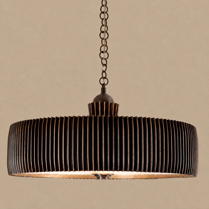 Piega Pleated Metal Drum Chandelier | CLPG032SS