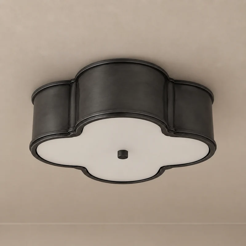 Quadrifoglio Gunmetal Flush Mount | Opal Glass | CLQDF401GM