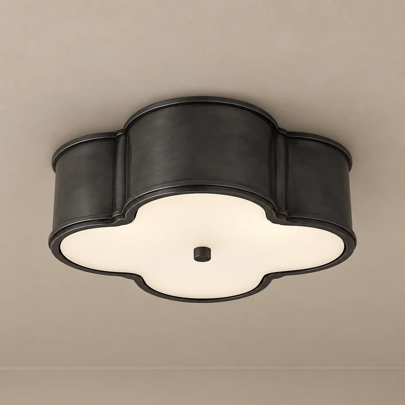 Quadrifoglio Gunmetal Flush Mount | Opal Glass | CLQDF401GM