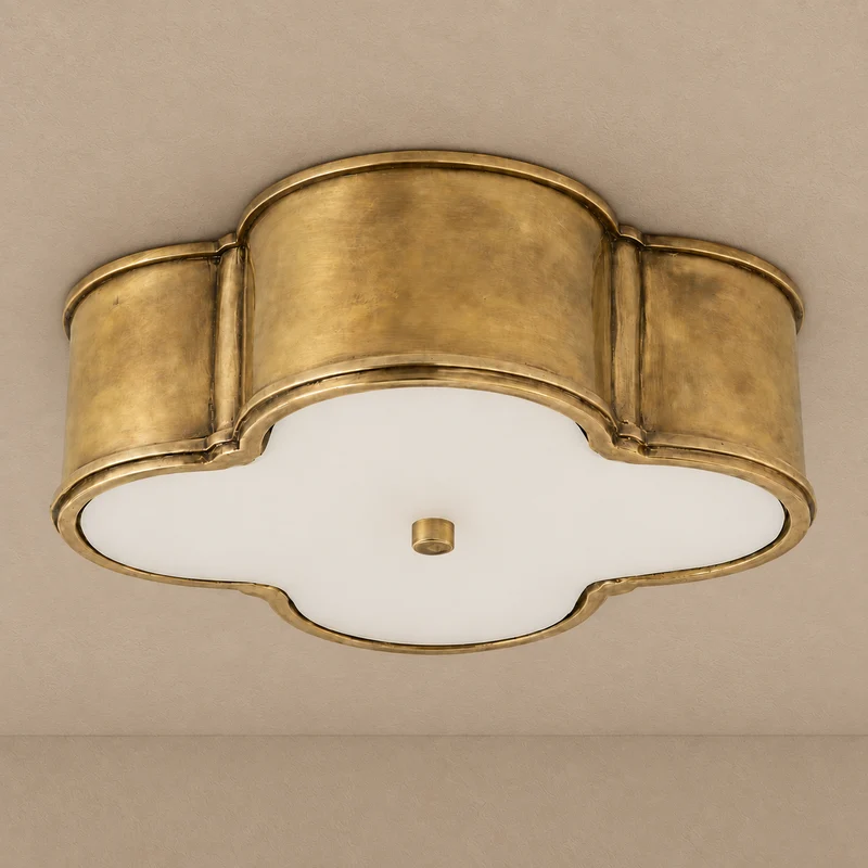 Quadrifoglio Brass Flush Mount | Opal Glass | CLQDF401NB