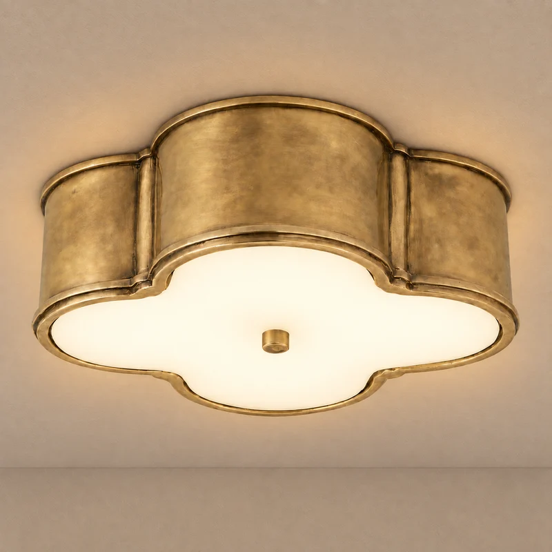 Quadrifoglio Brass Flush Mount | Opal Glass | CLQDF401NB